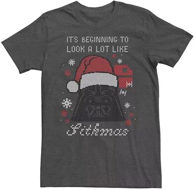 Licensed Character Men's Star Wars Santa Vader A Lot Like Sithmas Christmas Tee, Size: Medium, Dark Grey