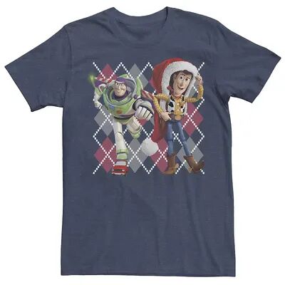 Disney Men's Disney / Pixar Toy Story Buzz & Woody Holiday Portrait Graphic Tee, Size: XXL, Blue