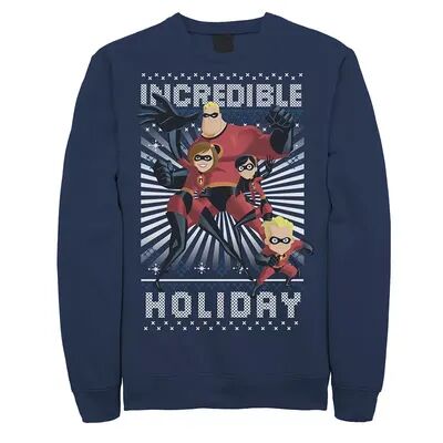 Disney Men's Disney / Pixar The Incredibles Holiday Portrait Sweatshirt, Size: XXL, Blue