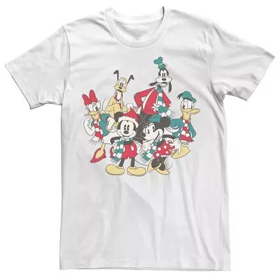 Disney Men's Mickey Classic Holiday Group Christmas Group Shot Tee, Size: 3XL, White