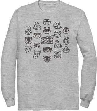 Licensed Character Men's Animal Crossing New Horizons Group Shot Villagers Tee, Size: Small, Med Grey