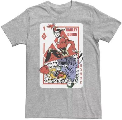 DC Comics Big & Tall DC Comics Batman Harley Quinn And The Joker Playing Card Tee, Men's, Size: XXL Tall, Med Grey