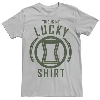 Licensed Character Men's Marvel Black Widow This Is My Lucky Shirt Text Tee, Size: Medium, Silver