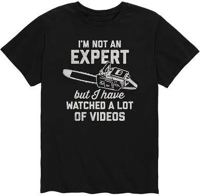 Licensed Character Men's Not An Expert Videos Chainsaw Tee, Size: Large, Black