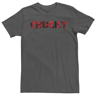 Licensed Character Men's Chucky Red Text Good Guys Doll Fill Tee, Size: 3XL, Grey