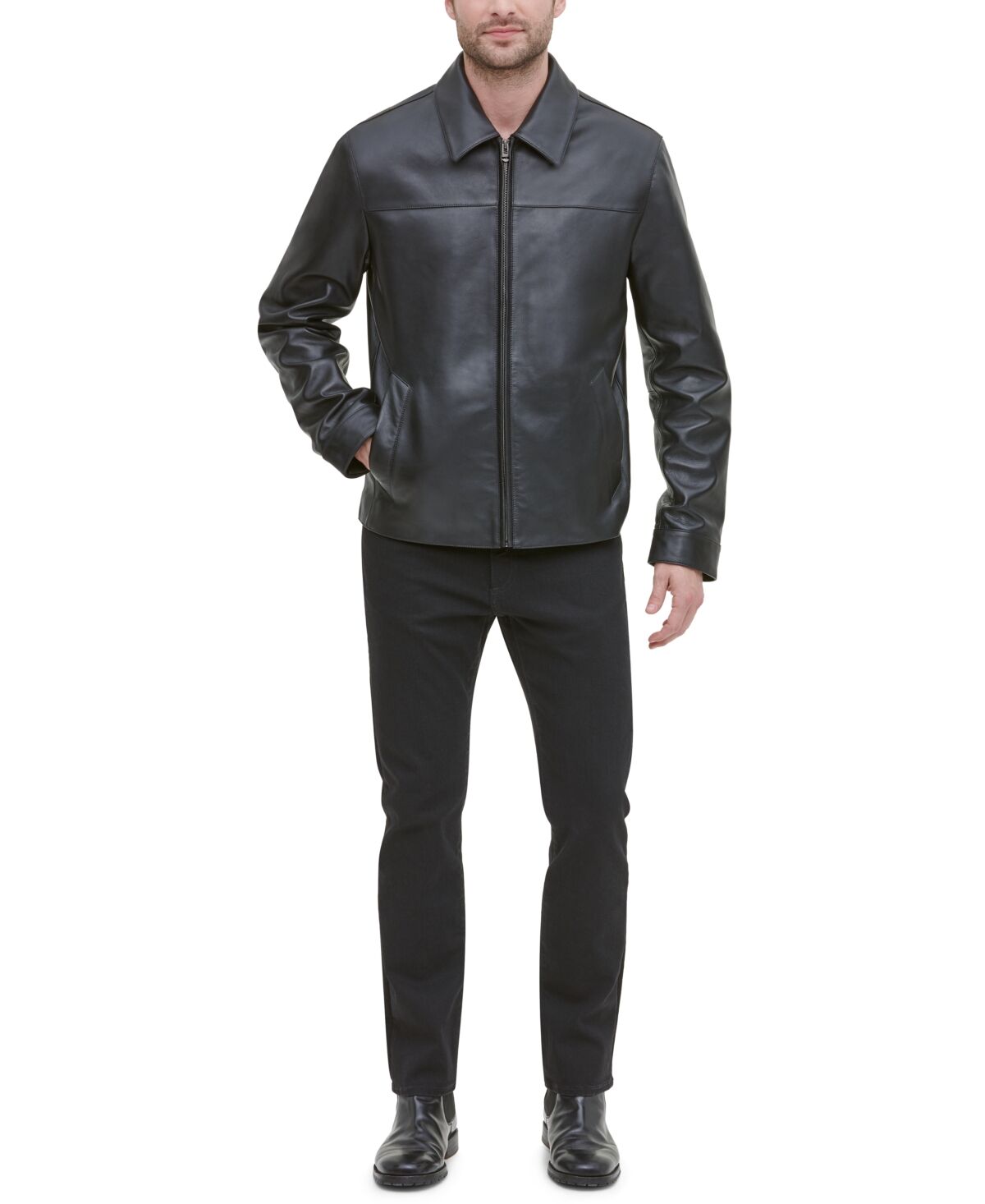 Cole Haan Men's Leather Jacket, Created for Macy's - Black