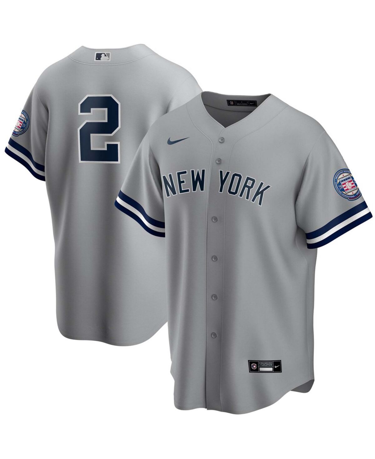 Nike Men's Derek Jeter Gray New York Yankees 2020 Hall of Fame Induction Replica Jersey - Gray