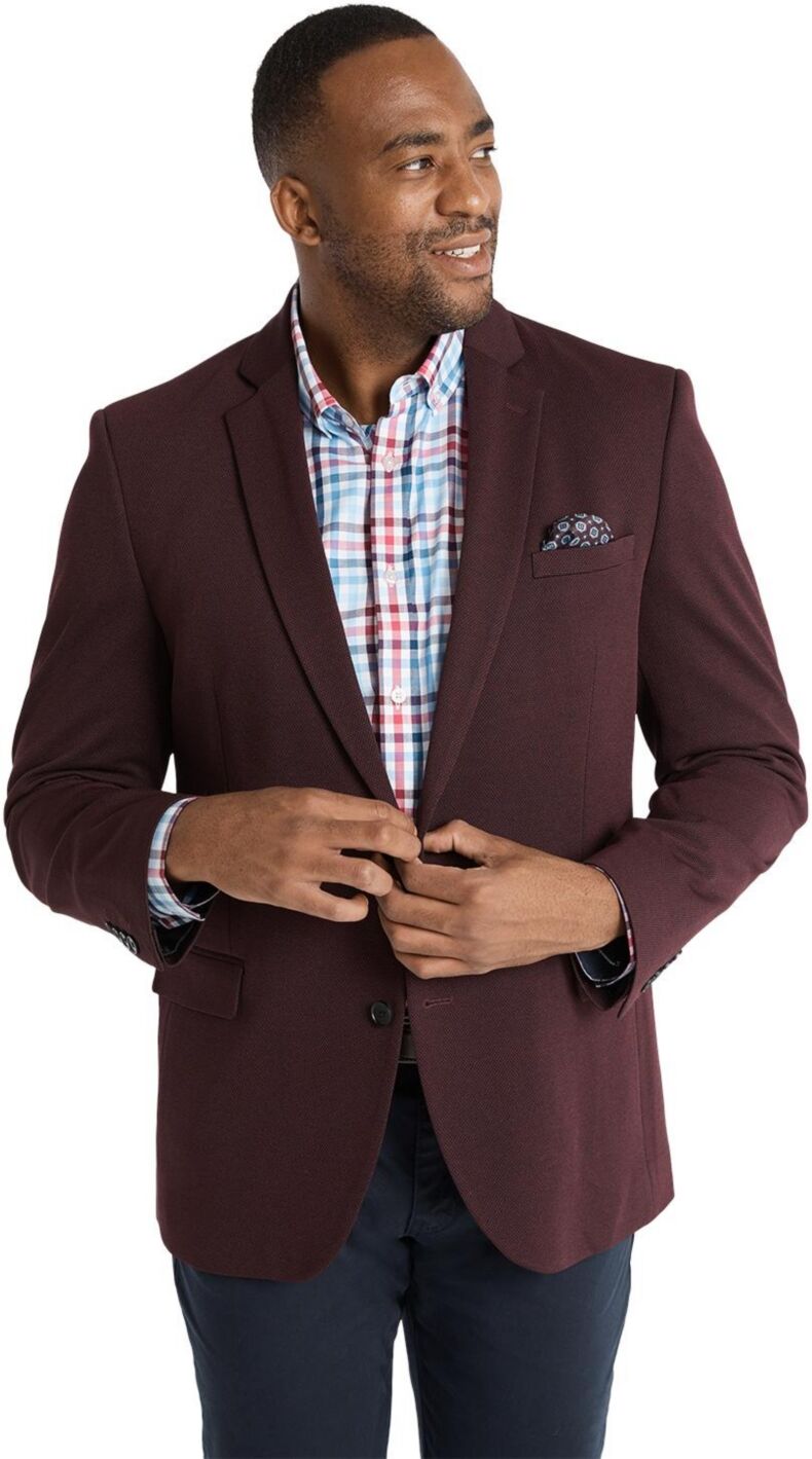 Johnny Bigg Men's Milton Textured Stretch Blazer Suit - Wine