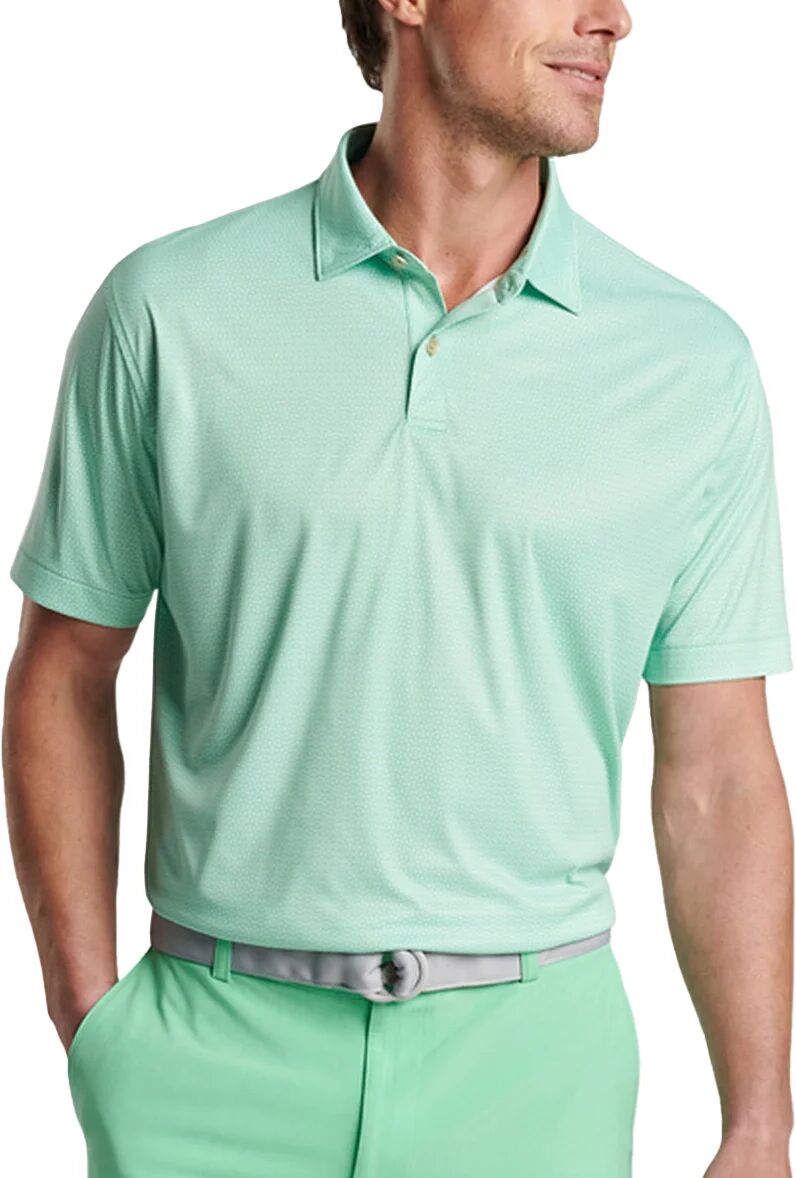 Peter Millar Featherweight Performance Art Deco Men's Golf Polo - Green, Size: X-Large