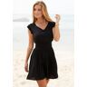 LASCANA Sommerkleid, mit breitem Smokeinsatz in der Taille, kurzes Strandkleid  schwarz  N-Gr schwarz