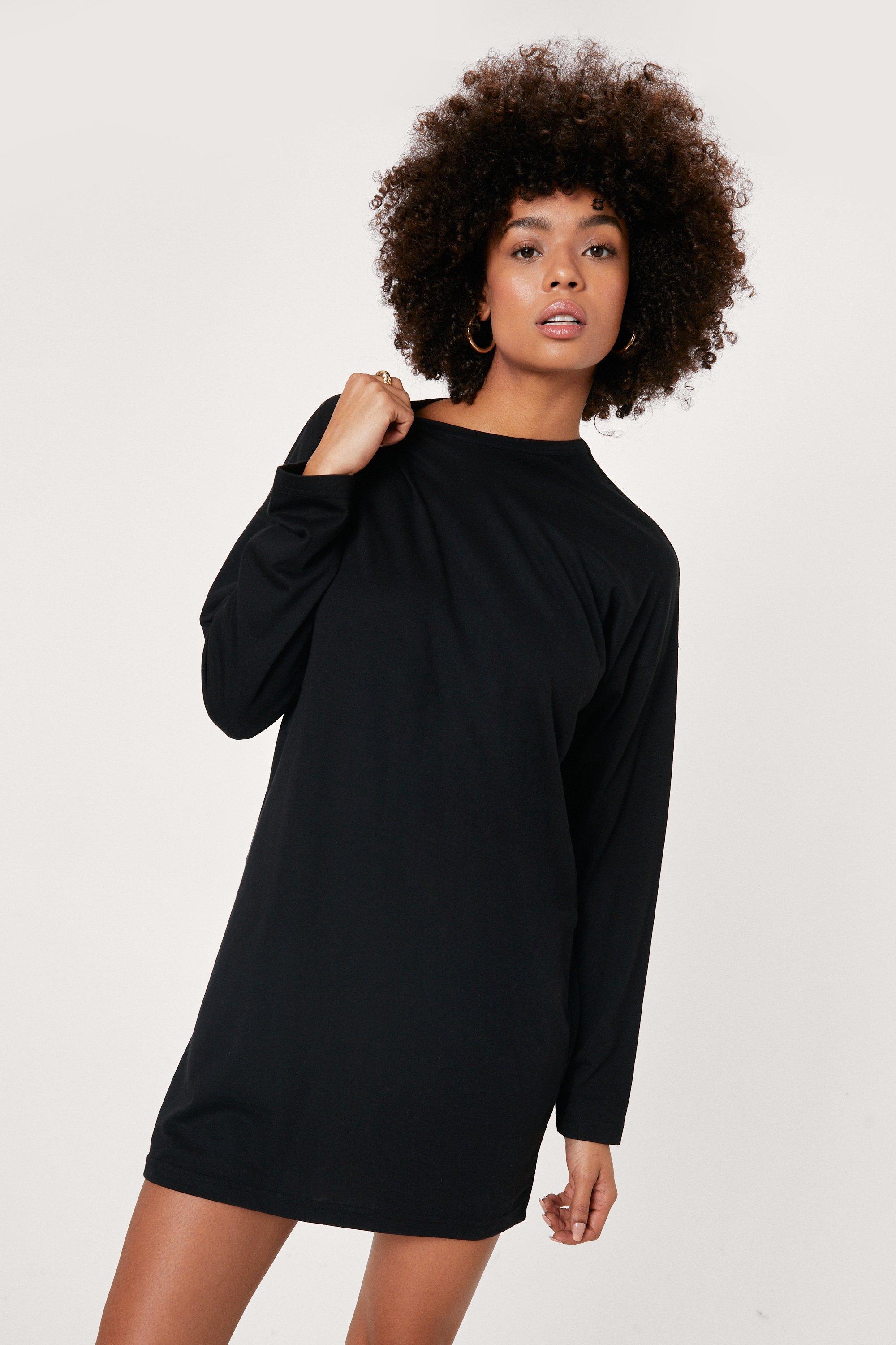 Nasty Gal Womens Oversize Long Sleeve T-shirt Dress - Black - 18, Black