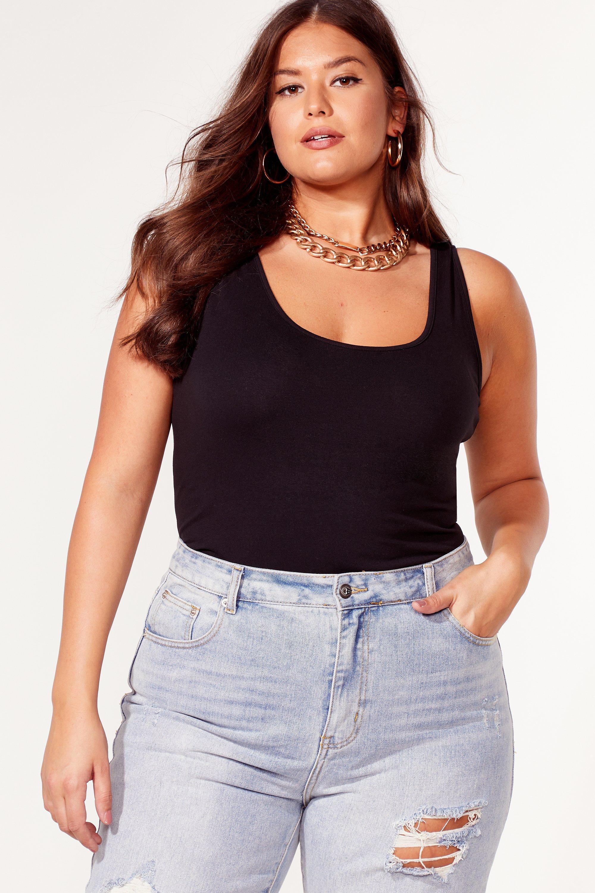 Nasty Gal Womens Plus Size Scoop Neck Vest Top - Black - 26, Black