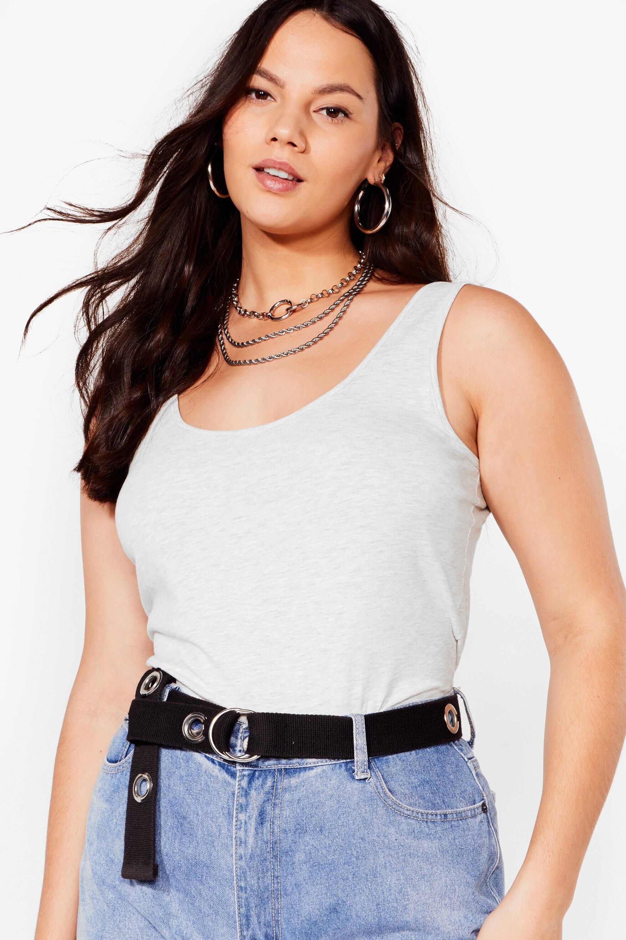 Nasty Gal Womens Plus Size Scoop Neck Vest Top - Grey - 28, Grey