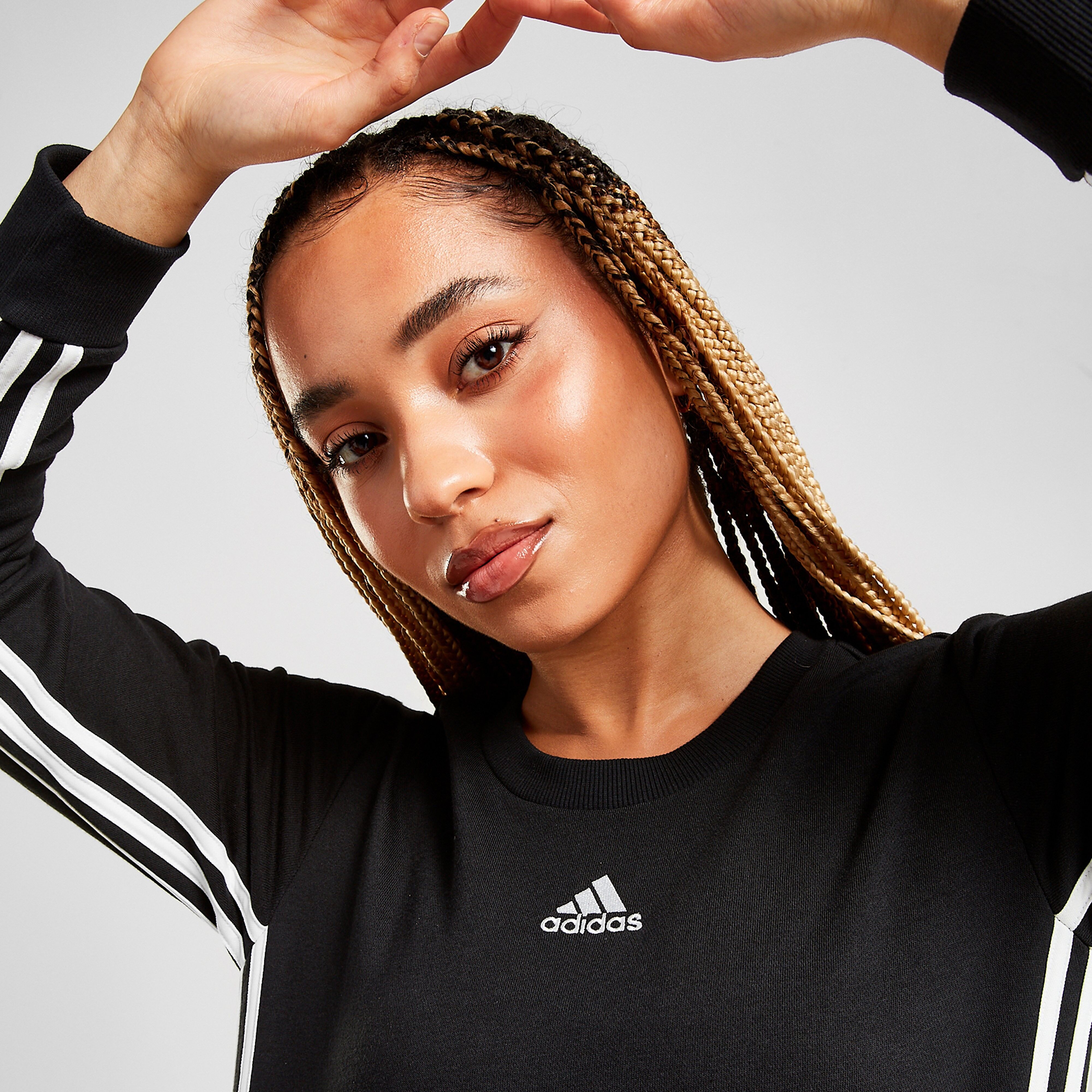 adidas 3-stripes Badge Of Sport Crew Sweatshirt - Black/BLK/WHT - Womens  size: L