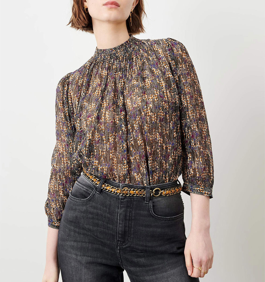 SESSUN Blouse irisée col montant, manches longues LYSIE