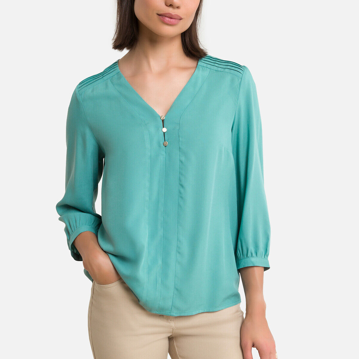 ANNE WEYBURN Blouse col V, manches 3/4