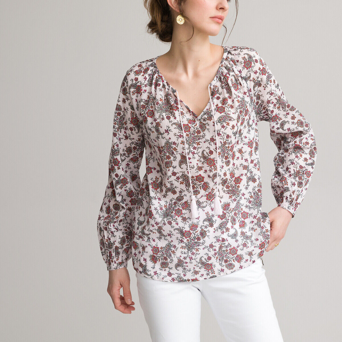 ANNE WEYBURN Blouse voile pur coton bio, imprimé floral