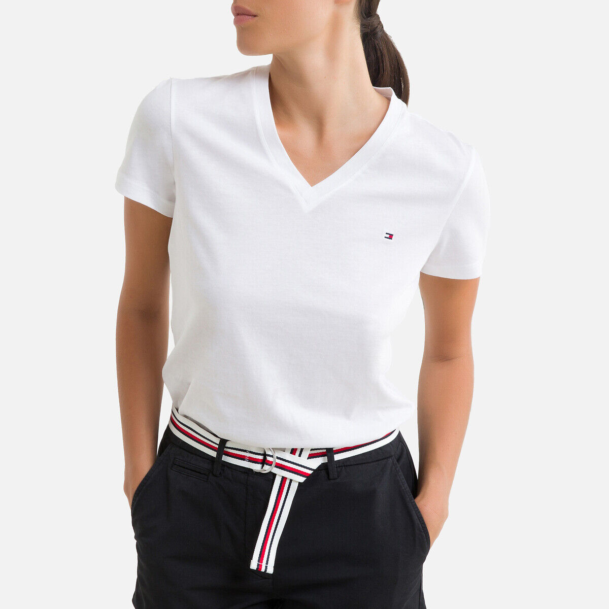 TOMMY HILFIGER Tee shirt col v manches courtes
