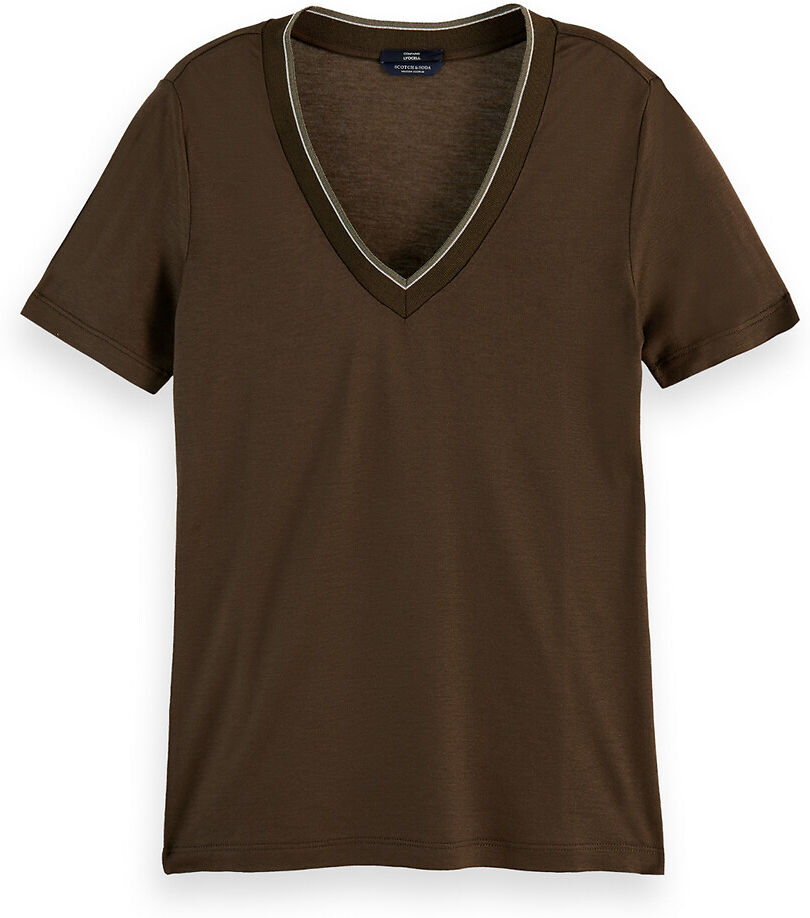 SCOTCH AND SODA Tee shirt en Lyocell col v manches courtes