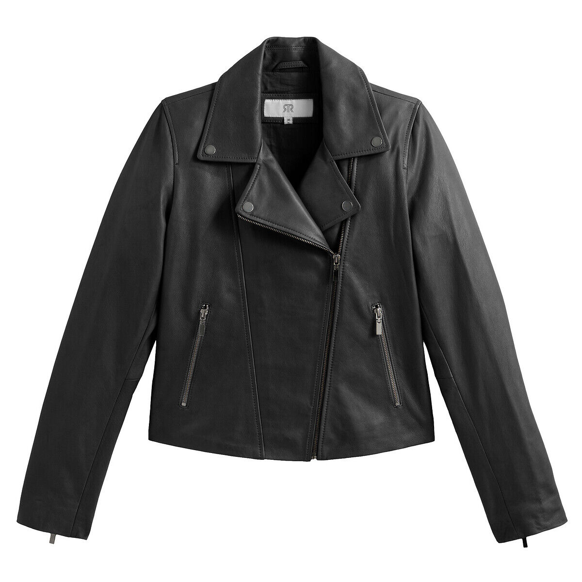 LA REDOUTE COLLECTIONS Veste biker en cuir, coupe ajustée