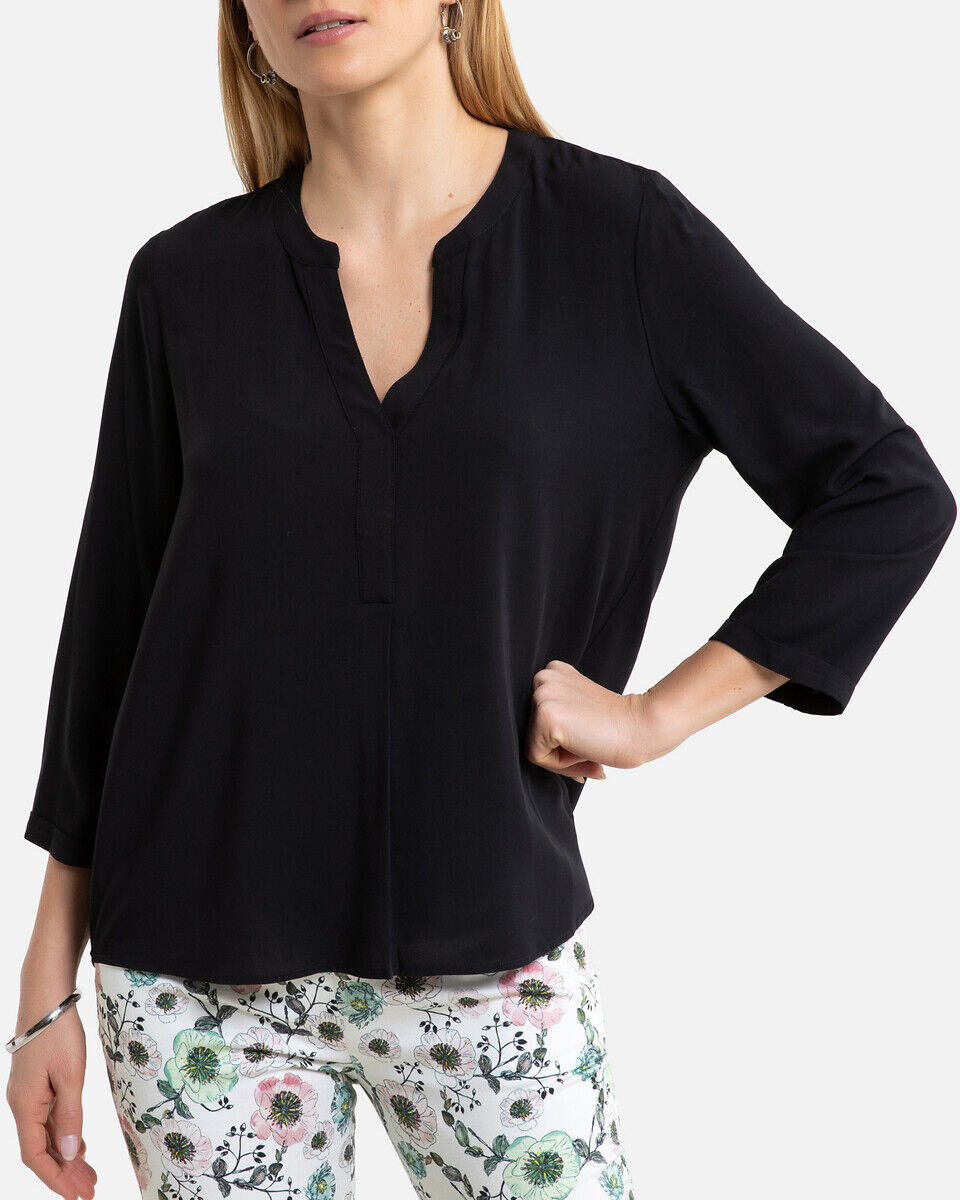 ANNE WEYBURN Blouse col tunisien, manches 3/4