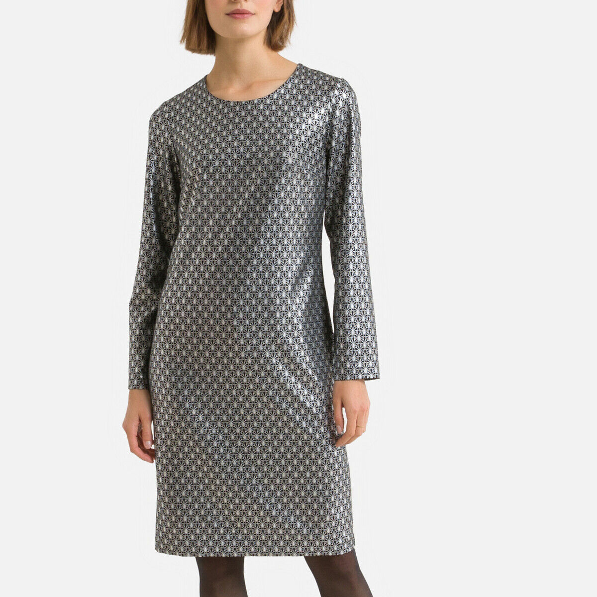 ANNE WEYBURN Robe droite imprimée, mi-longue, manches longues