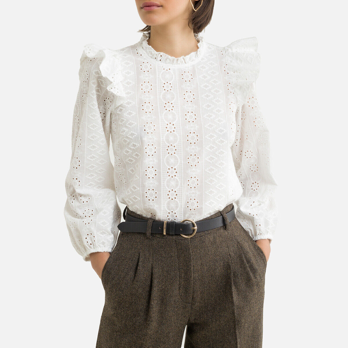 NAF NAF Blouse volantée en broderie anglaise