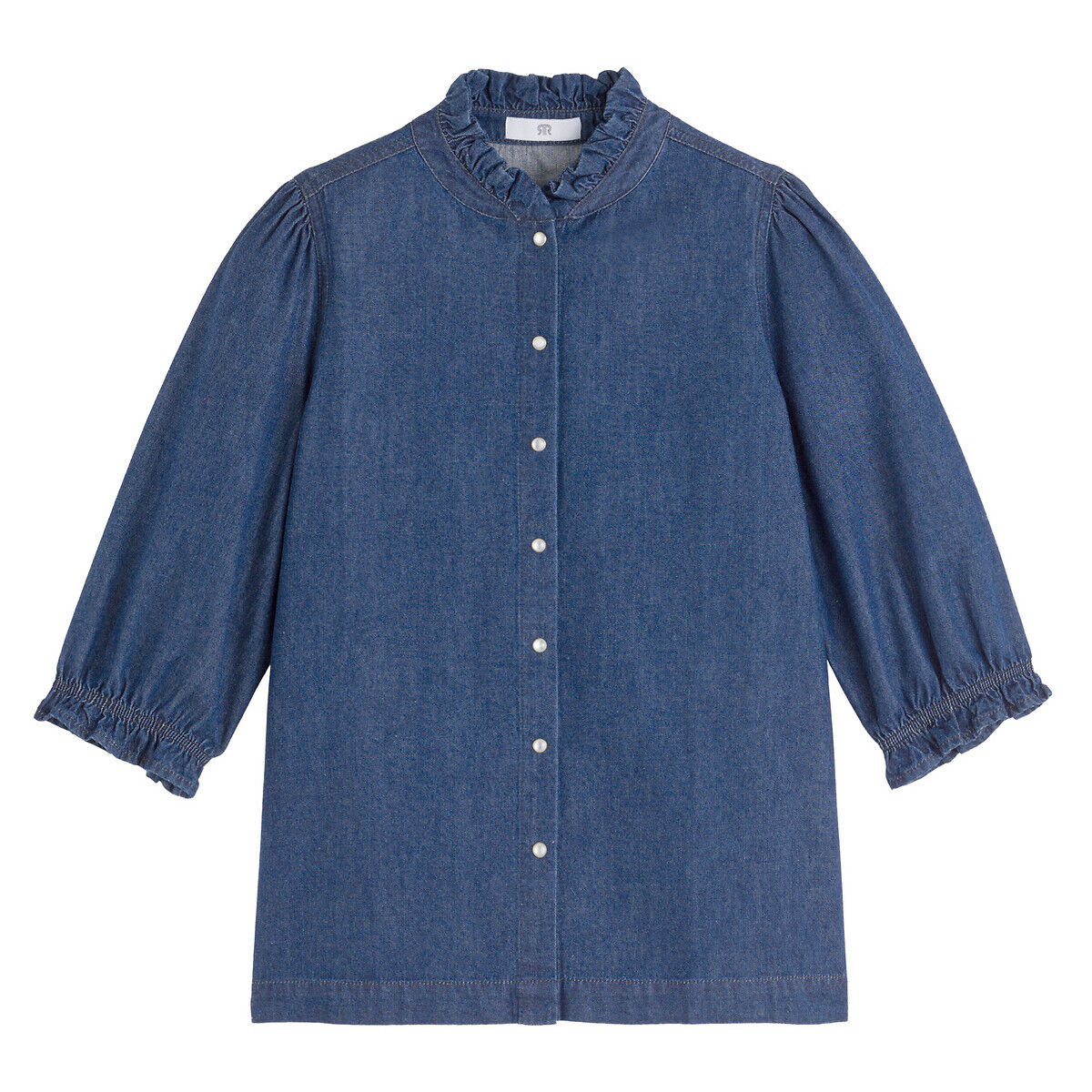 LA REDOUTE COLLECTIONS Chemise en jean col montant, manches courtes