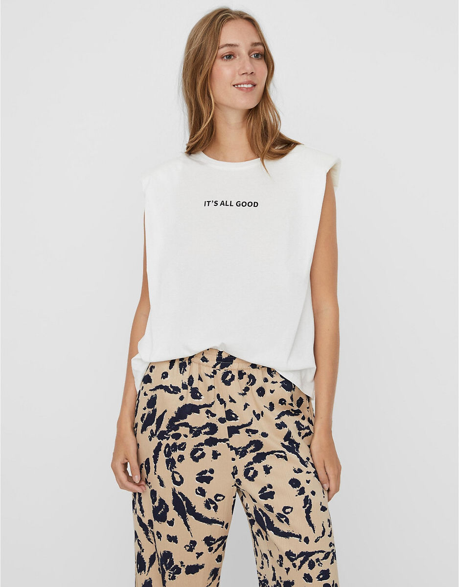 VERO MODA T-shirt sans manches, message devant