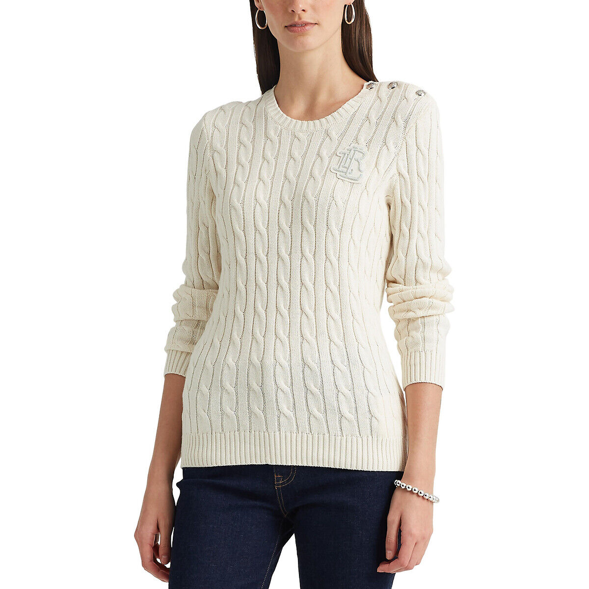 LAUREN RALPH LAUREN Pull col rond en maille torsadée