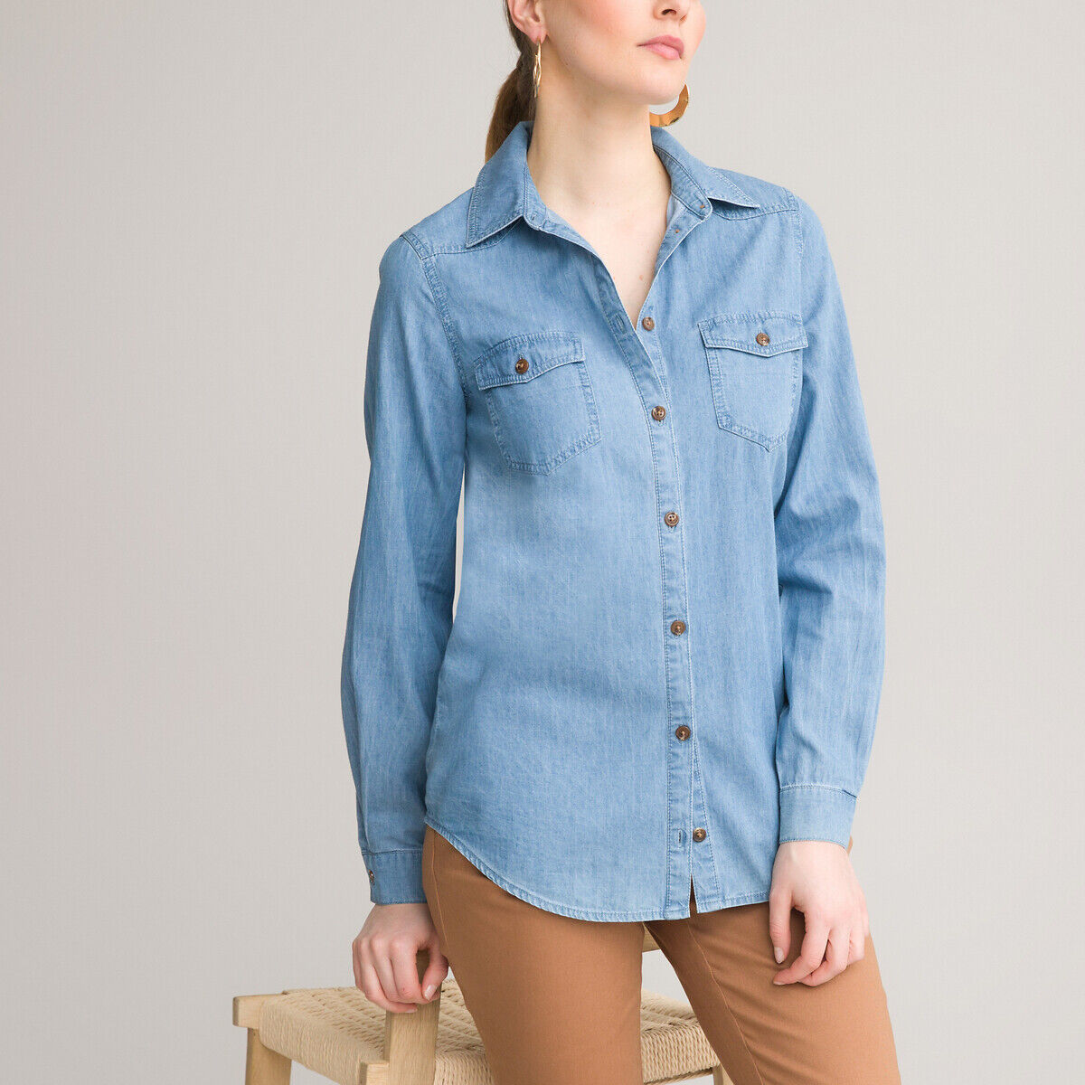 ANNE WEYBURN Chemise en denim light, manches longues