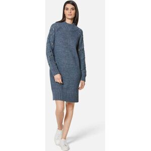 Madeleine Strickkleid mit Makramé-Ärmeln stahlblau / méliert 46