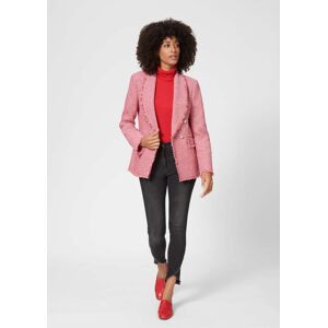 Madeleine Langer Tweedblazer mit Fransenkanten rot / weiss 34