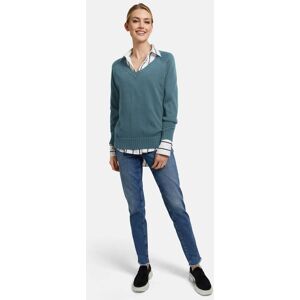 Madeleine Glattstrick-Pullover mit Rippstrick-Akzenten nebelblau 36/38