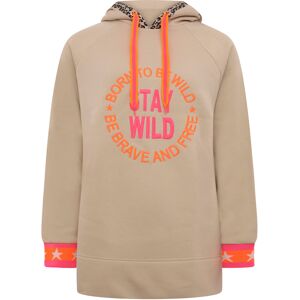 Zwillingsherz Sweatshirt, Frontprint, detailreiche Kapuze beige  SM