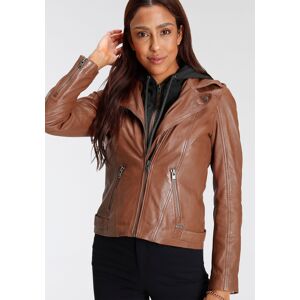 Maze Lederjacke »OT Gomera«, mit Kapuze, mit Schulterklappen und Druckknöpfen cognac-anthrazit  XXXL