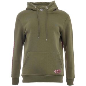 Zwillingsherz Hoodie, Pailletten-Schriftzüge khaki  S/M