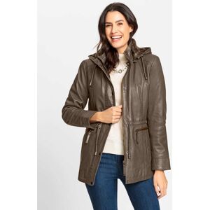 Mainpol Lederjacke, mit Kapuze taupe  52