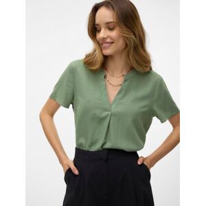 Vero Moda Blusenshirt »VMMYMILO SS V-NECK TOP WVN GA« hedge green  M (38)