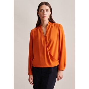 seidensticker Wickelbluse »Schwarze Rose«, Langarm V-Neck Uni Orange  42