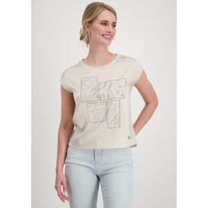 Monari Satinbluse, mit Strass Schrift beige  46