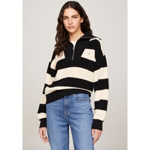 Tommy Hilfiger Strickpullover »CO CARDI STITCH 1/2 ZIP SWT« Black/_Calico_Rugby_Stp  L (40)