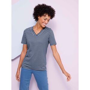 Classic Basics Kurzarmshirt »Shirt«, (1 tlg.) rauchblau-ecru-geringelt  48