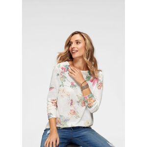 Aniston CASUAL Langarmshirt, mit grossflächigem Blumendruck und Vögeln wollweiss-gelb-pink-grün Größe 38
