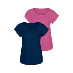 Vivance T-Shirt, (Packung, 2er-Pack), mit Häkelspitze an der Schulter pink, navy Größe 36/38