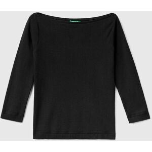 United Colors of Benetton Strickpullover, mit U-Boot-Ausschnitt schwarz Größe S (36)