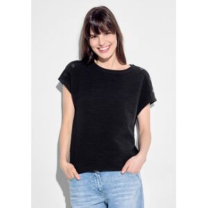 Cecil T-Shirt, mit elegantem Knopfdetail an der Schulter universal blue Größe L (42)