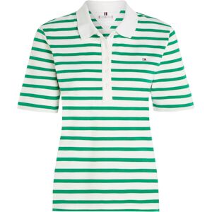 Tommy Hilfiger Curve Poloshirt »CRV 1985 REG PIQUE STP POLO SS«, Grosse Grössen Breton Ecru/Olympic Green Größe 54