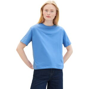 TOM TAILOR Denim Kurzarmshirt, Basic T-Shirt mit Rundhalsausschnitt und... sicilian blue Größe S