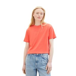 TOM TAILOR Denim Kurzarmshirt, Basic T-Shirt mit Rundhalsausschnitt und... plain red Größe S